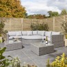 Parma Multi Function 8 people Lounge and Dining Set - Flat Weave Wicker Rattan Effect with Grey cushions and seat pads