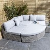 Parma Multi Function 8 people Lounge and Dining Set - Flat Weave Wicker Rattan Effect with Grey cushions and seat pads