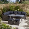 Perugia 8 people Lounge and Dining Corner Set - Rattan Effect Wicker Weave with Grey cushions and seat pads