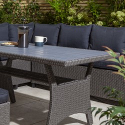 Perugia 8 people Lounge and Dining Corner Set - Rattan Effect Wicker Weave with Grey cushions and seat pads