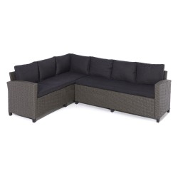 Perugia 8 people Lounge and Dining Corner Set - Rattan Effect Wicker Weave with Grey cushions and seat pads