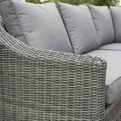 Foggia 5 people Lounge Corner Set - Half Round Rattan Effect Wicker Weave in Grey