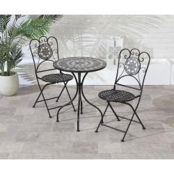 Black Star 2 Seat Mosaic Bistro Set - Table & 2 Folding Chairs