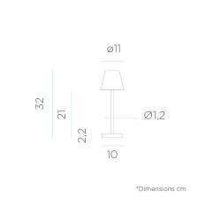 LED Tabletop Lamp In Grey Antracite Finish - Rechargeable - outdoor or indoor use