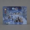 Christmas Wall Canvas "Cats & Dogs In Park" looking at Santa Sleigh 40x30cm with white leds (battery operated)