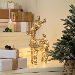 Christmas Champagne Gold Standing Reindeer 55cm pre-Lit with Warm White Led