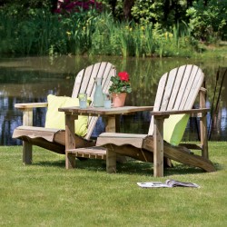 Murcia Solidwood Outdoor Adirondack Set - Double Chair & 2 Footstools