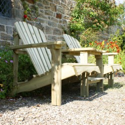 Murcia Solidwood Outdoor Adirondack Set - Double Chair & 2 Footstools