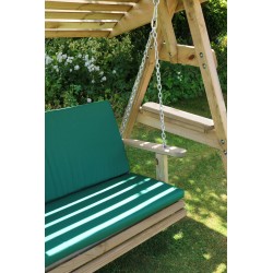 2 Seat Wooden Garden Swing with Canopy & Green Pad