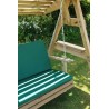 2 Seat Wooden Garden Swing with Canopy & Green Pad