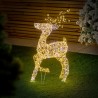 Christmas 80cm White rattan effect Reindeer with 950 White & Warm White LEDs