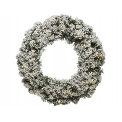 Christmas 50cm Imperial Snowy Green Wreath With Warm White LEDs