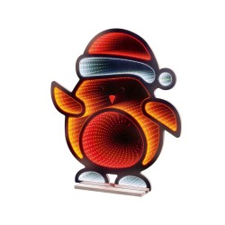 Christmas Robin Infinity Mirror 60cm  Multicoloured 3D Double Sided LED Light Effect