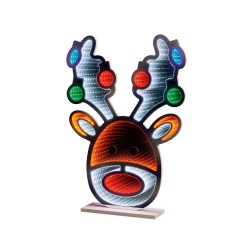Christmas Majestic Stag Head Infinity Mirror 60cm - Multicoloured 3D Double Sided LED Light Effect