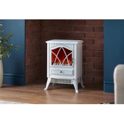 Electric Stove Heater with Flame Effect - Cream White