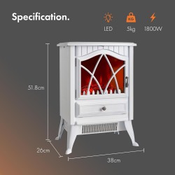 Electric Stove Heater with Flame Effect - Cream White