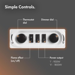 Electric Stove Heater with Flame Effect - Cream White