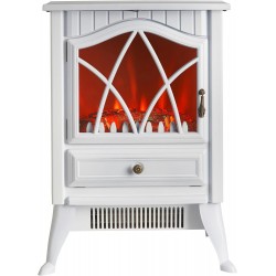Electric Stove Heater with Flame Effect - Cream White