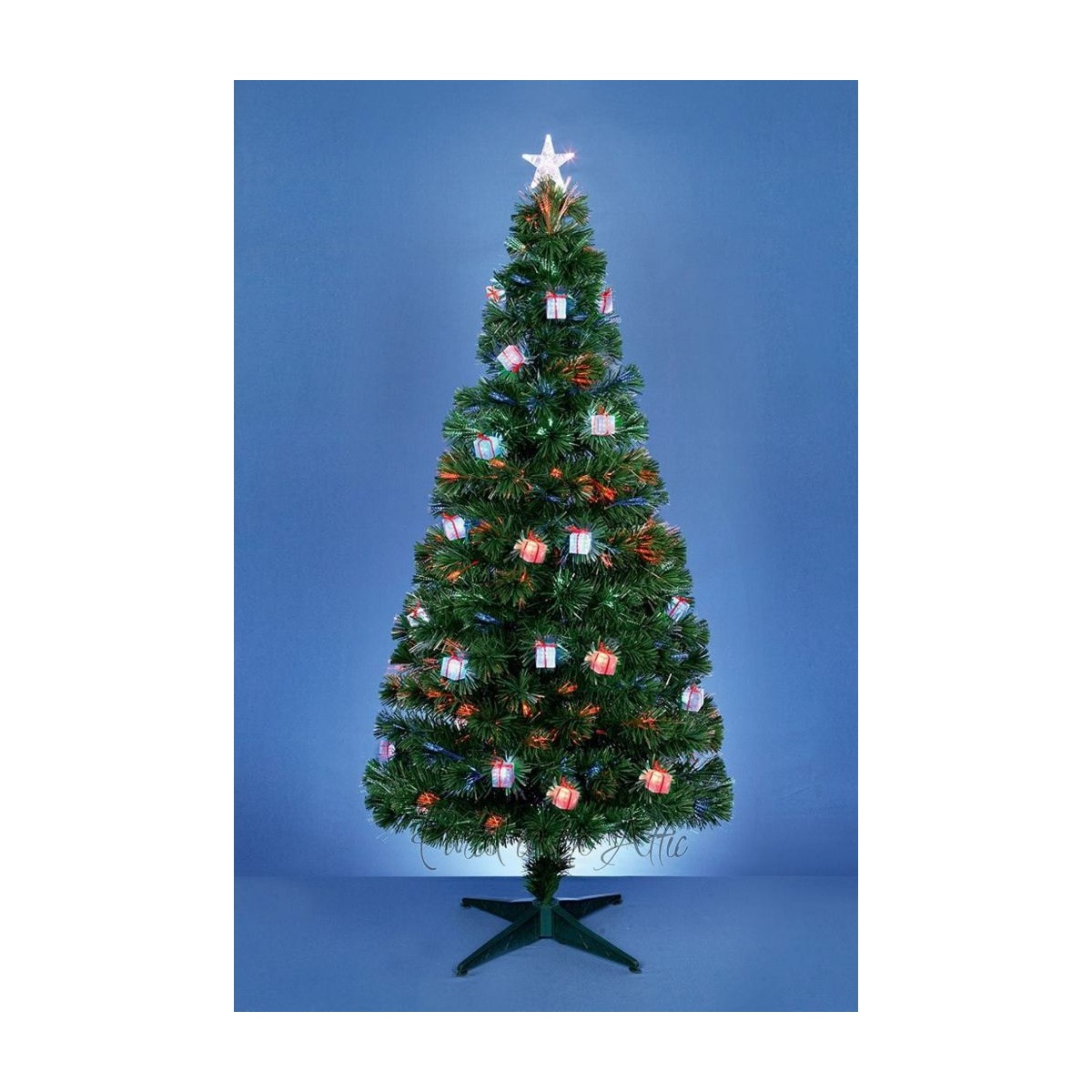 120cm/4ft Fibre Optic Artificial Christmas Tree with Colour Changing LED Parcels