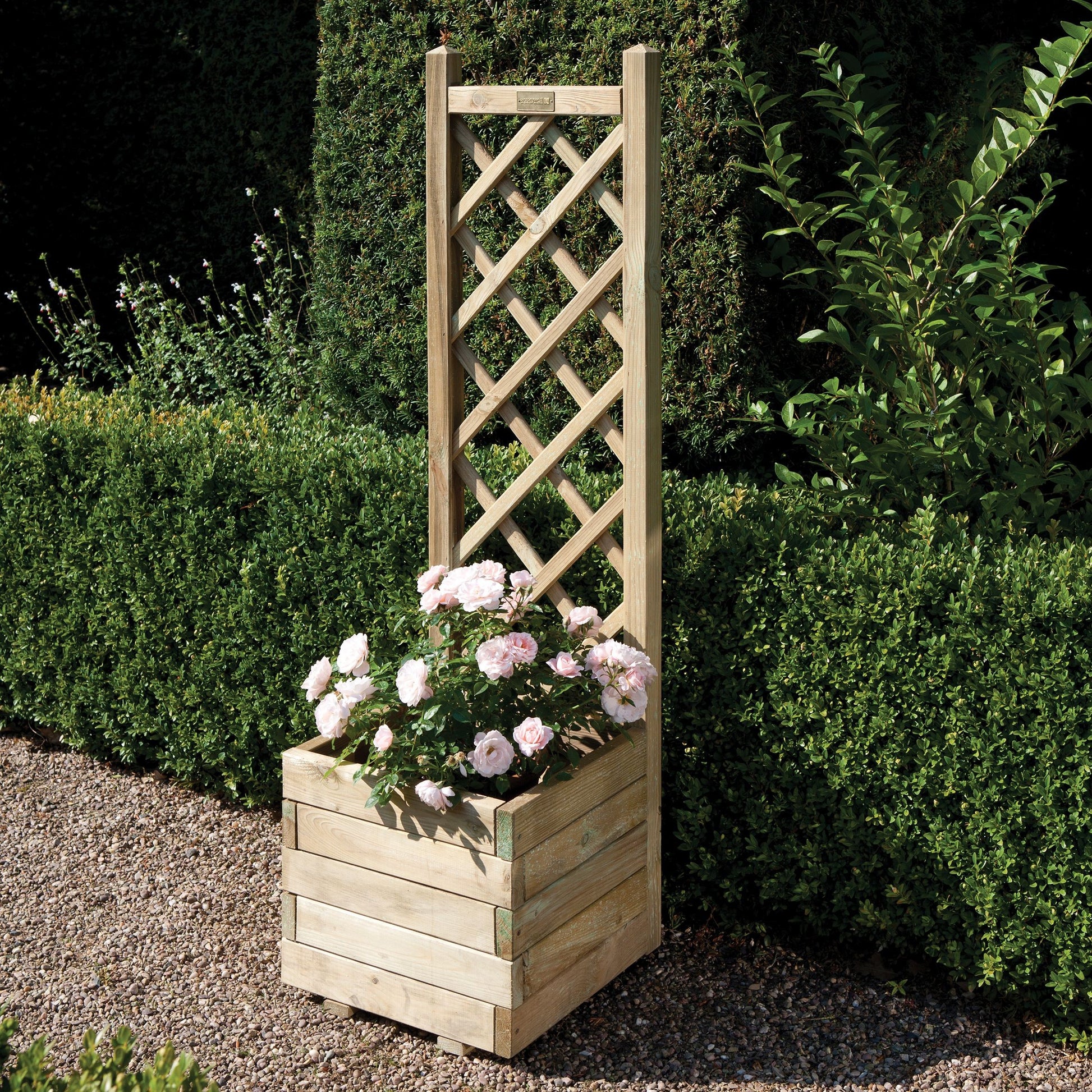 garden planter with trellis uk Square Flower Planter with Climbing Trellis – Parcel in the Attic