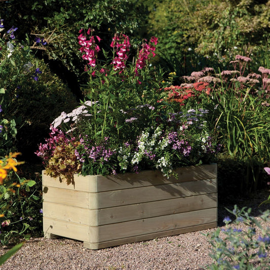 Rectangular Contemporary Wooden Garden Planter for Vegetables & Flowers