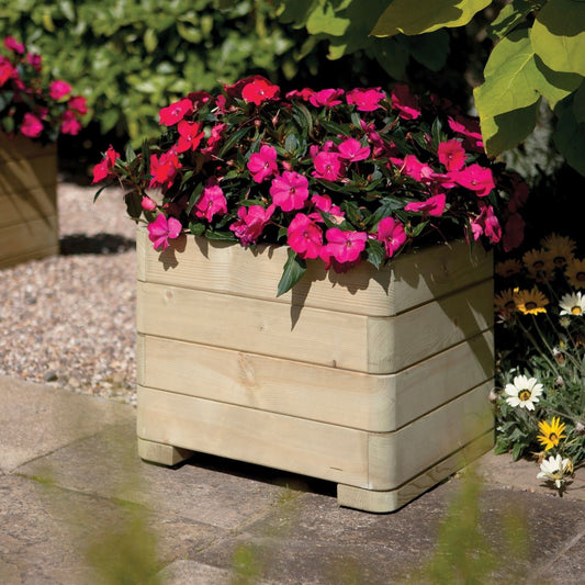 Square Contemporary Wooden Garden Planter for Vegetables & Flowers