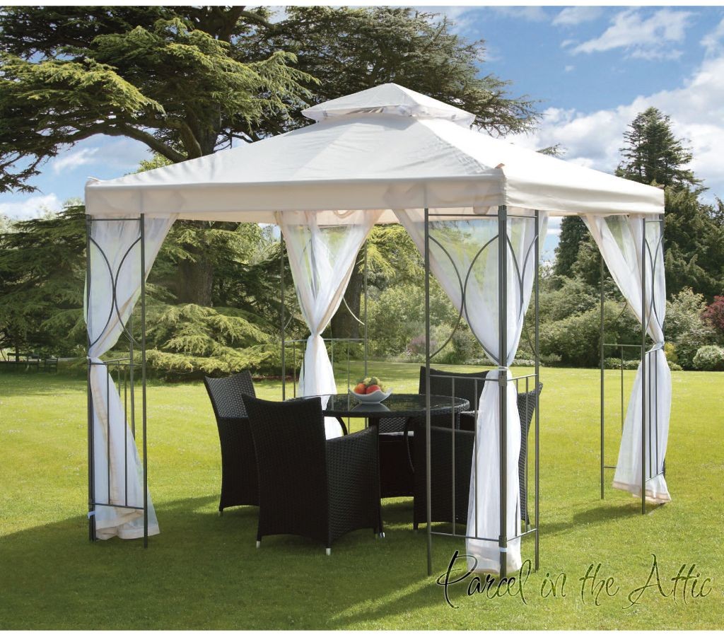 Contemporary Garden gazebo in Cream with metal frame and waterproof cover - 2.5m x 2.5m