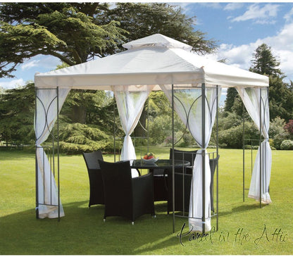 Contemporary Garden gazebo in Cream with metal frame and waterproof cover - 2.5m x 2.5m