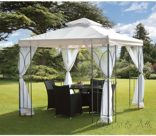 Contemporary Garden gazebo in Cream with metal frame and waterproof cover - 2.5m x 2.5m