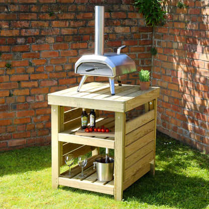 Garden Pizza Oven Wooden table with Fold up sides