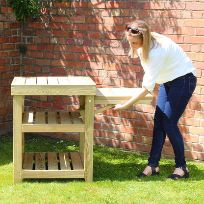 Garden Pizza Oven Wooden table with Fold up sides