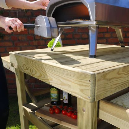 Garden Pizza Oven Wooden table with Fold up sides