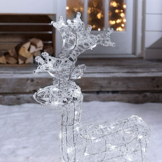 120cm/4ft Acrylic Standing Reindeer Outdoor - Cool White LED