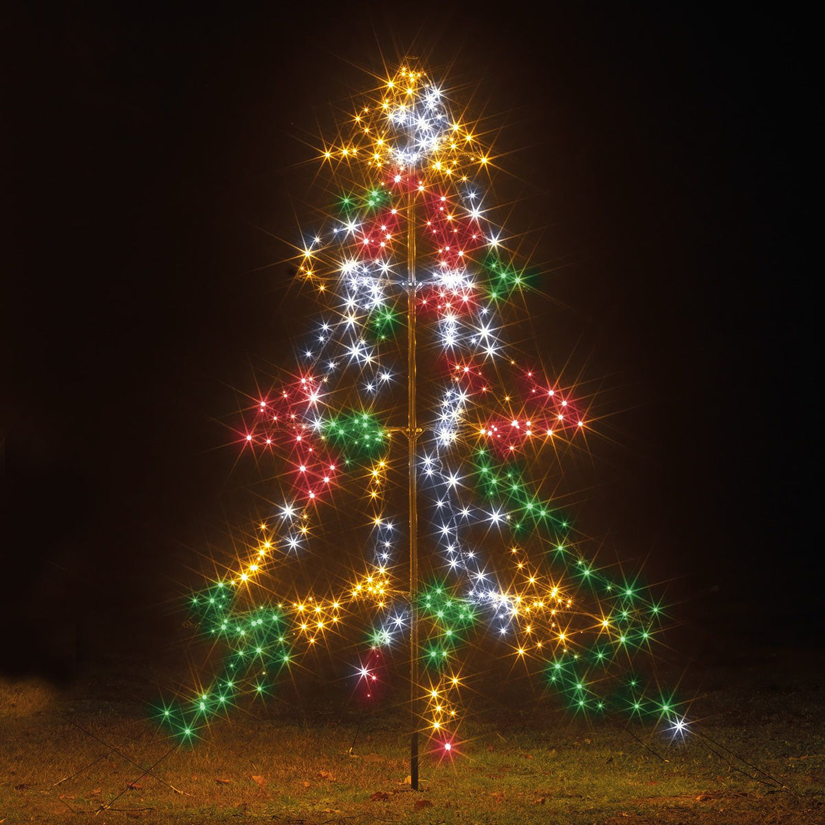 2m Easy Set Up Pre Lit Christmas Outdoor Silhouette Tree 420 Multi-colour White LED's Twinkle Multi Function