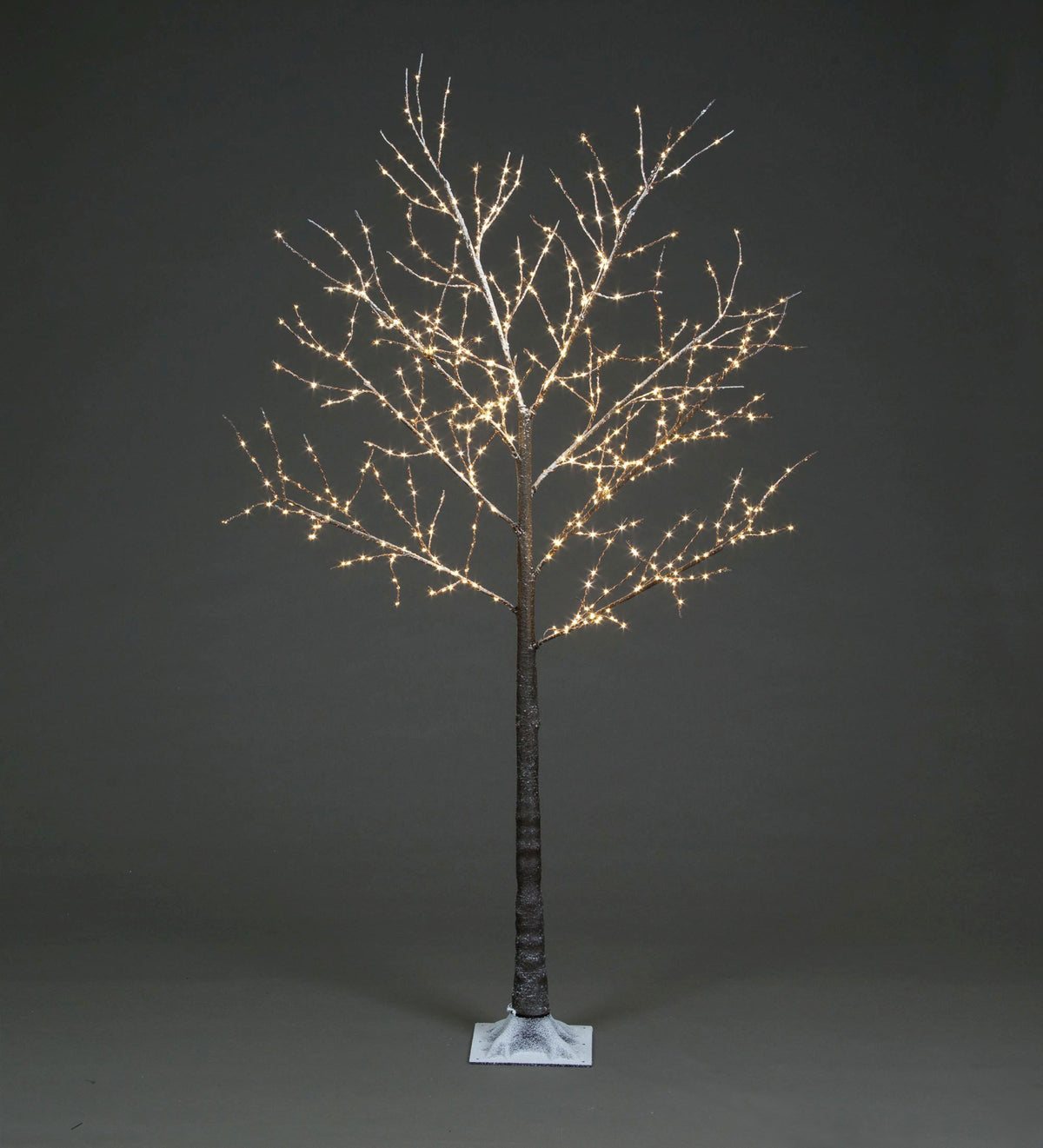 Pre-Lit Christmas Copper Wire Frosted Brown Twig Tree 180cm/6ft height with 600 Warm White Micro Led
