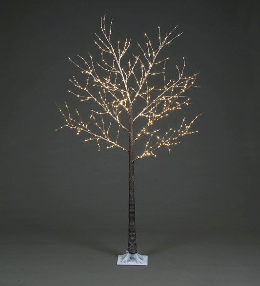 Pre-Lit Christmas Copper Wire Frosted Brown Twig Tree 180cm/6ft height with 600 Warm White Micro Led
