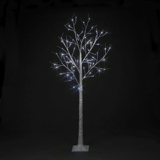 Pre-Lit Christmas White Birch Twig Tree with 180cm/6ft height and 80 Cool Ice White Micro Led