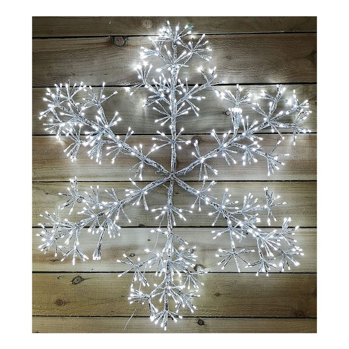 Christmas Starburst Flashing 90cm Snowflake with 660 Cool White Led Light - Indoor or outdoor use