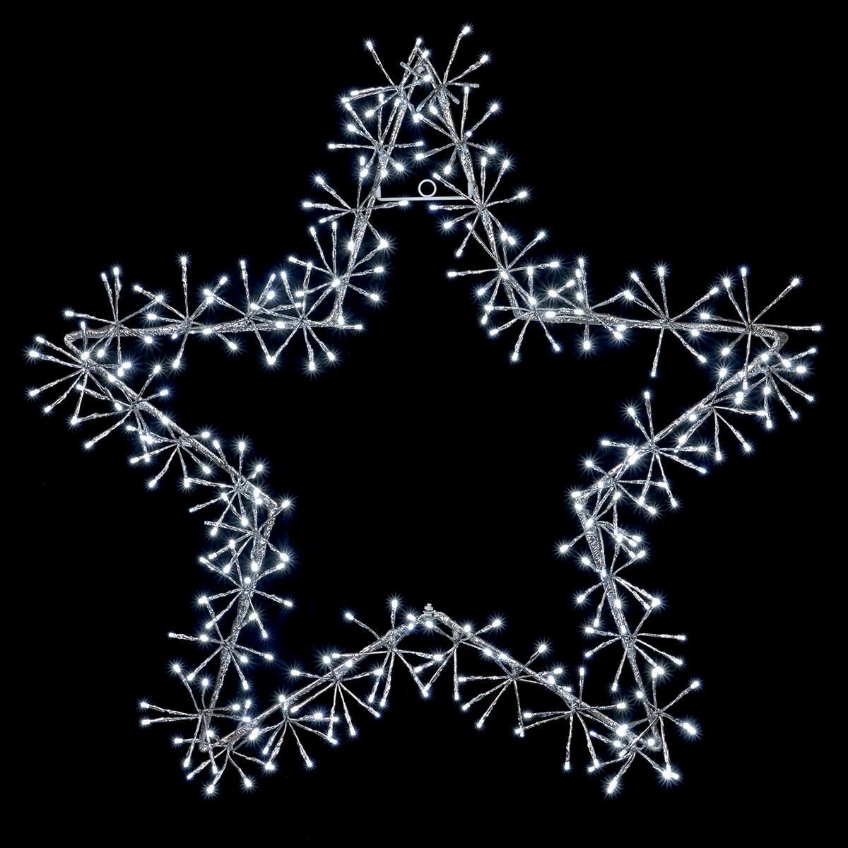 Christmas 120cm Silver Star with 480 Cool White Cluster Led Light - Indoor or outdoor use