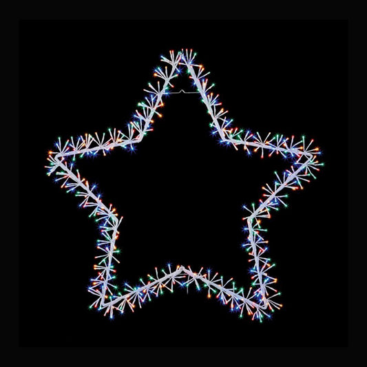 Christmas 90cm Silver Star with 320 Multi-colour Cluster Led Light - Indoor or outdoor use