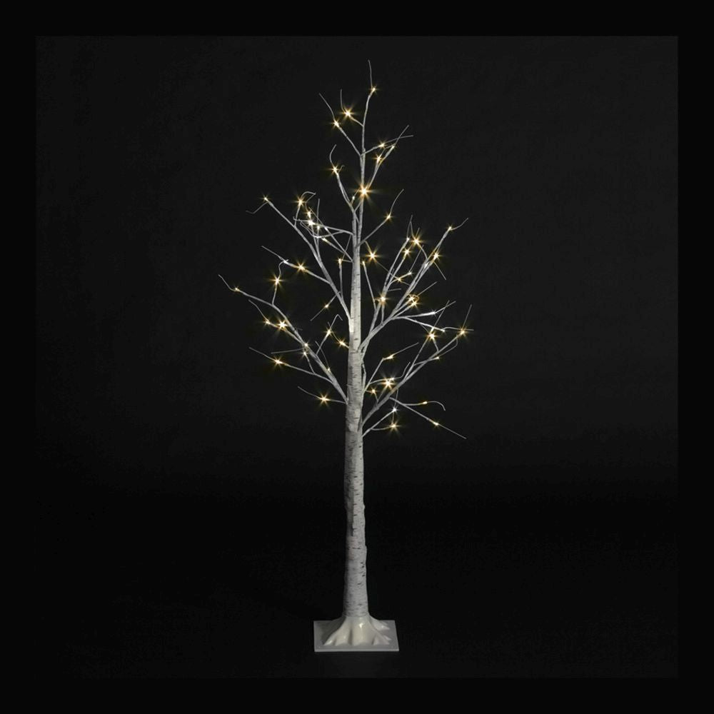 Pre-Lit Christmas White Birch Twig Tree with 150cm/5ft height and 64 Warm White Micro Led