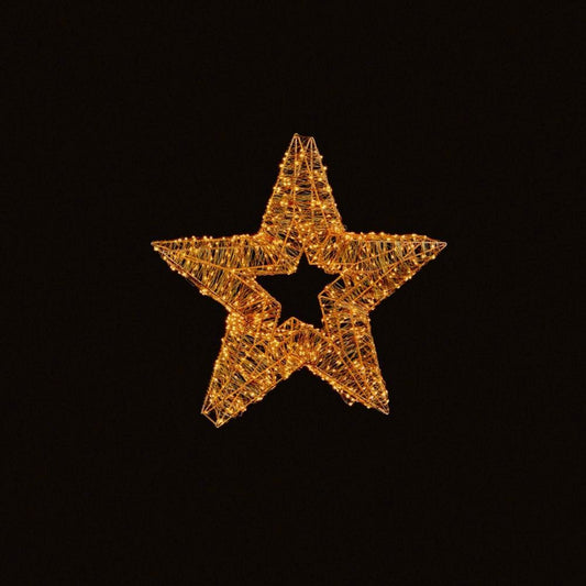 Christmas Rose Gold Firefly 3D Star Wreath pre-lit with 750 Warm White led (45cm diameter)