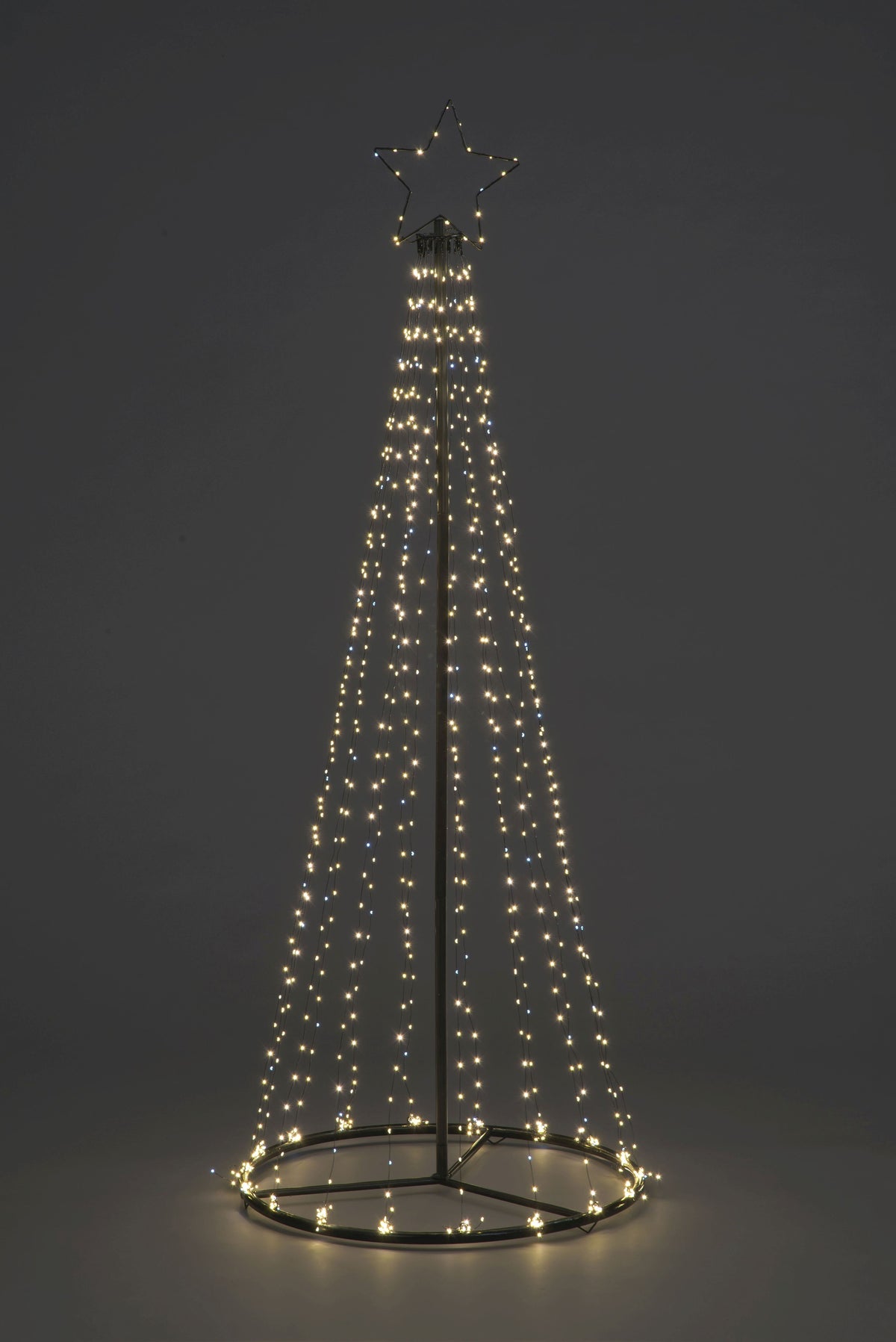 Easy Set Up 1.8m/6ft Pre Lit Christmas Outdoor Maypole Pyramid Tree with 560 Warm White Chaser LEDs