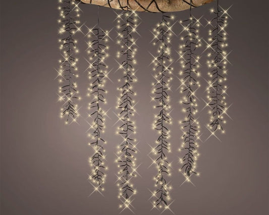 Tree Cascading Twinkle Light Effect with 480 Warm White LEDs - timer and multi-function - Outdoor or indoor