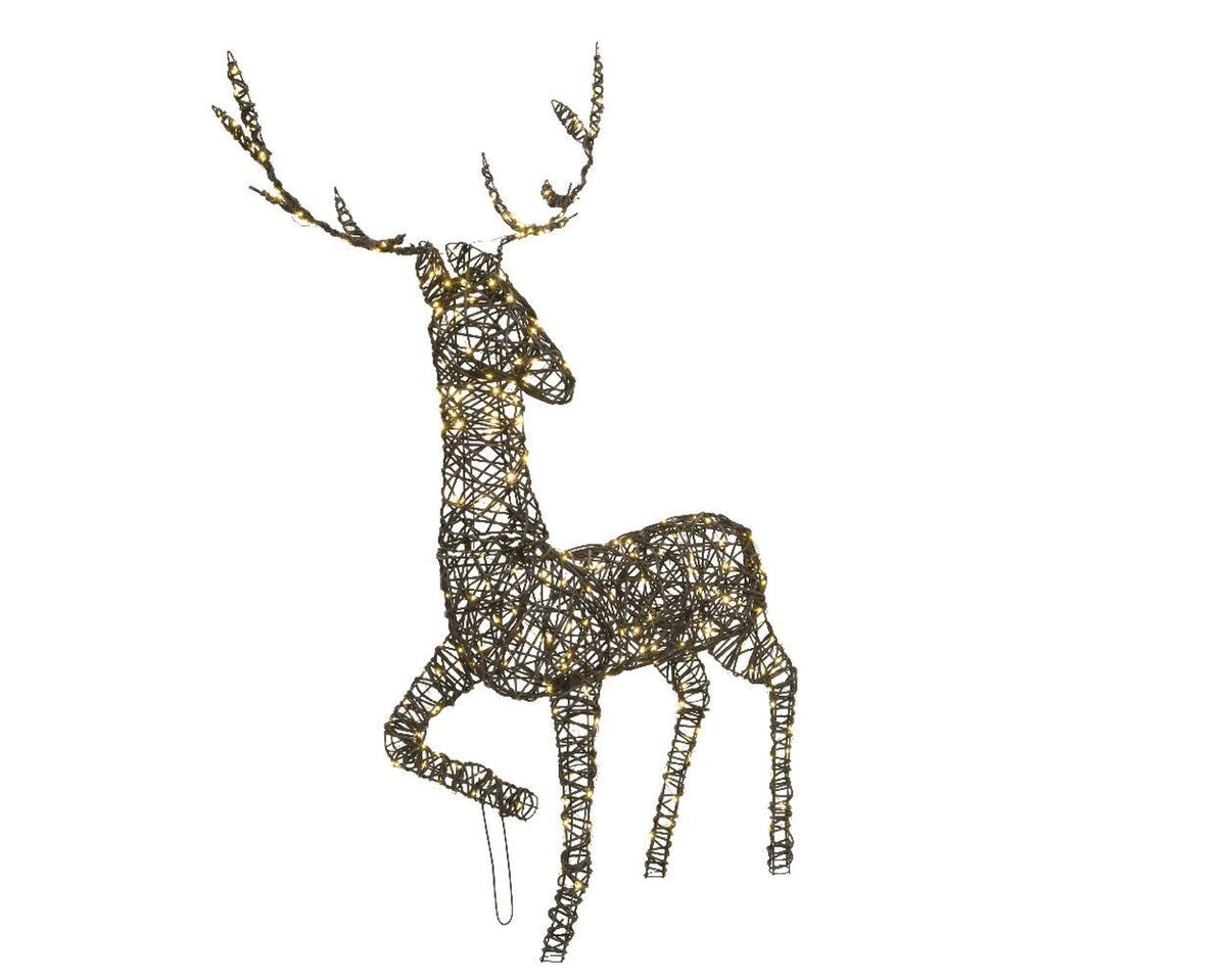 Christmas Large Brown Wicker Standing Stag Reindeer Outdoor with 300 Warm White LED