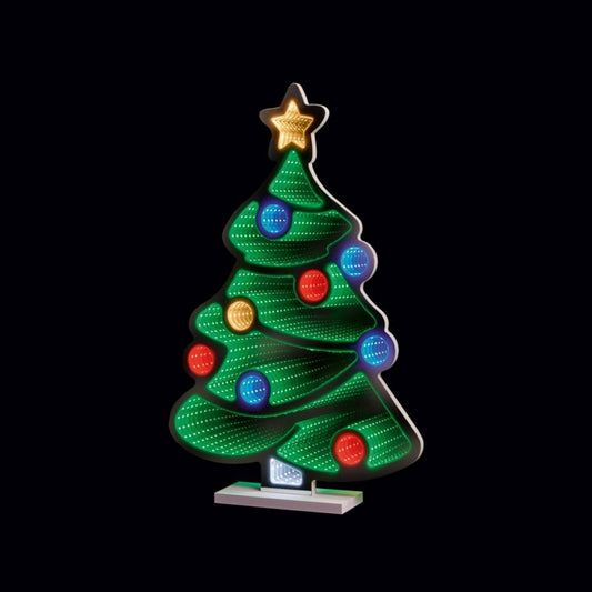 Christmas Tree Infinity Mirror 60cm - Multicoloured 3D Double Sided LED Light Effect