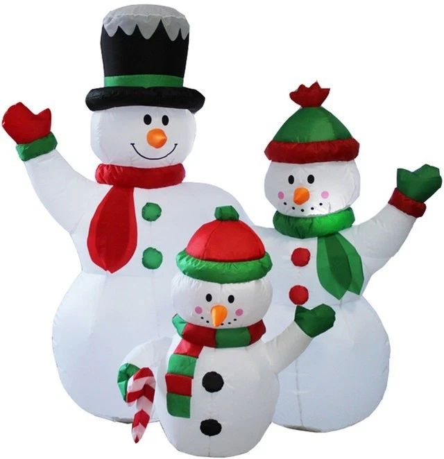 Inflatable Snowman with Penguins & Present – Light-Up Outdoor Festive Decoration