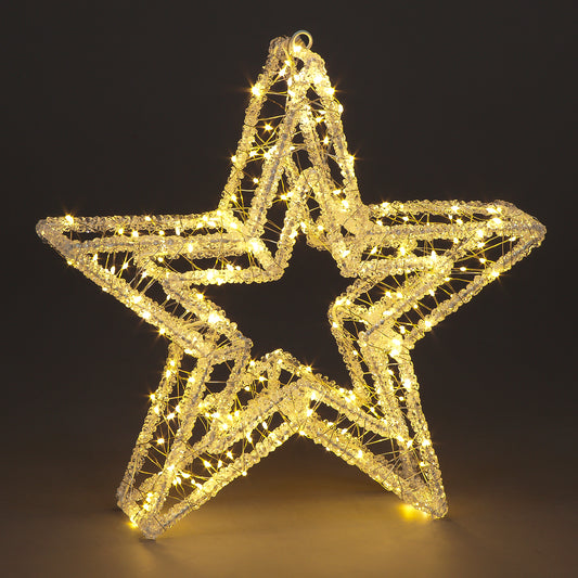 Acrylic Star – 240 Warm White LEDs with 10% Flash Effect (40cm)