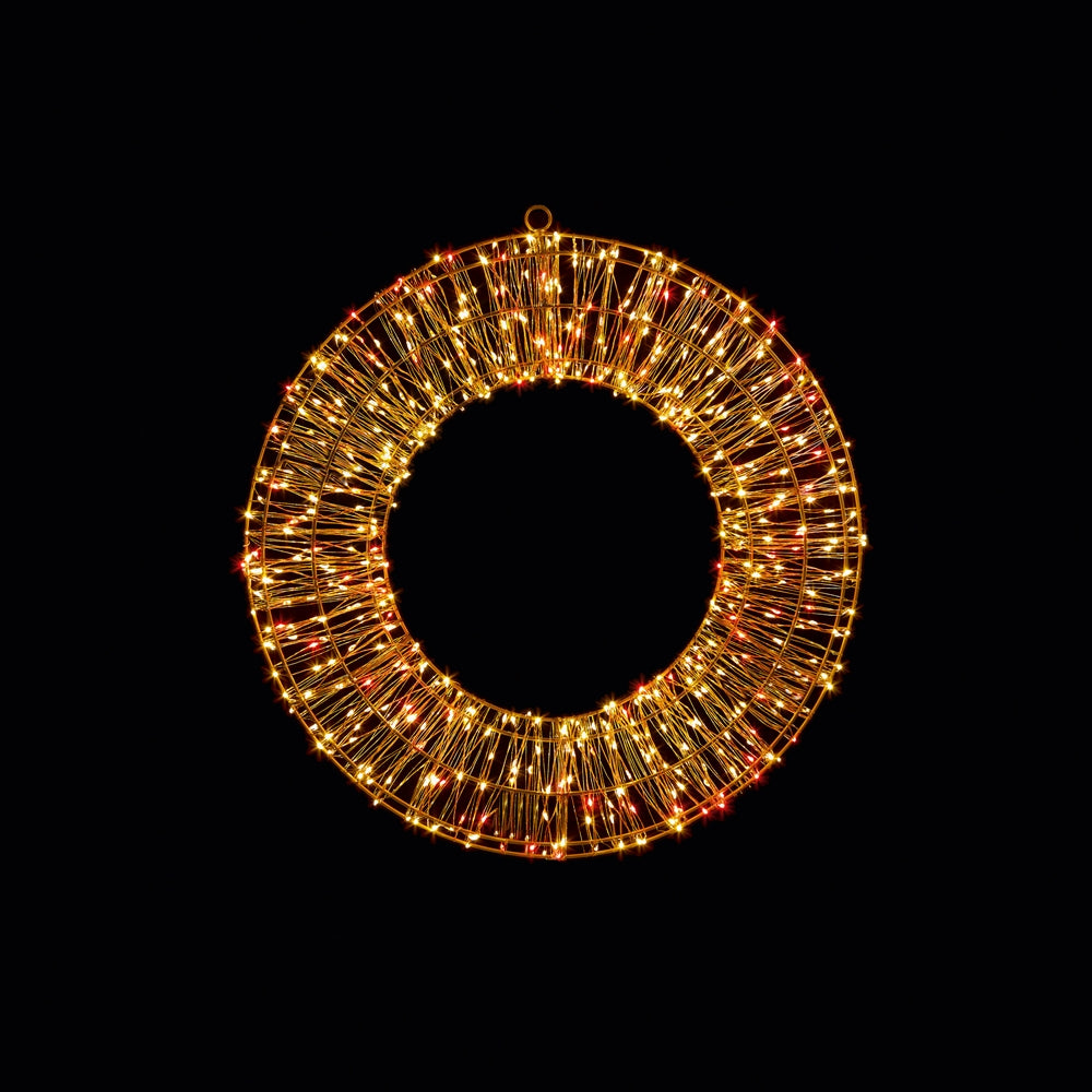 Rose Gold Light-Up Wreath – 600 Warm White & Red Micro LEDs - 45 cm