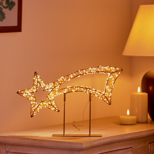 Rose Gold Shooting Star with Stand - Warm White LEDs - 45 cm